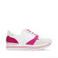 
Nachtschwarze remonte Damen Sneaker D1321-01 mit Schnürung und Reißverschluss. Schuh seitlich schräg