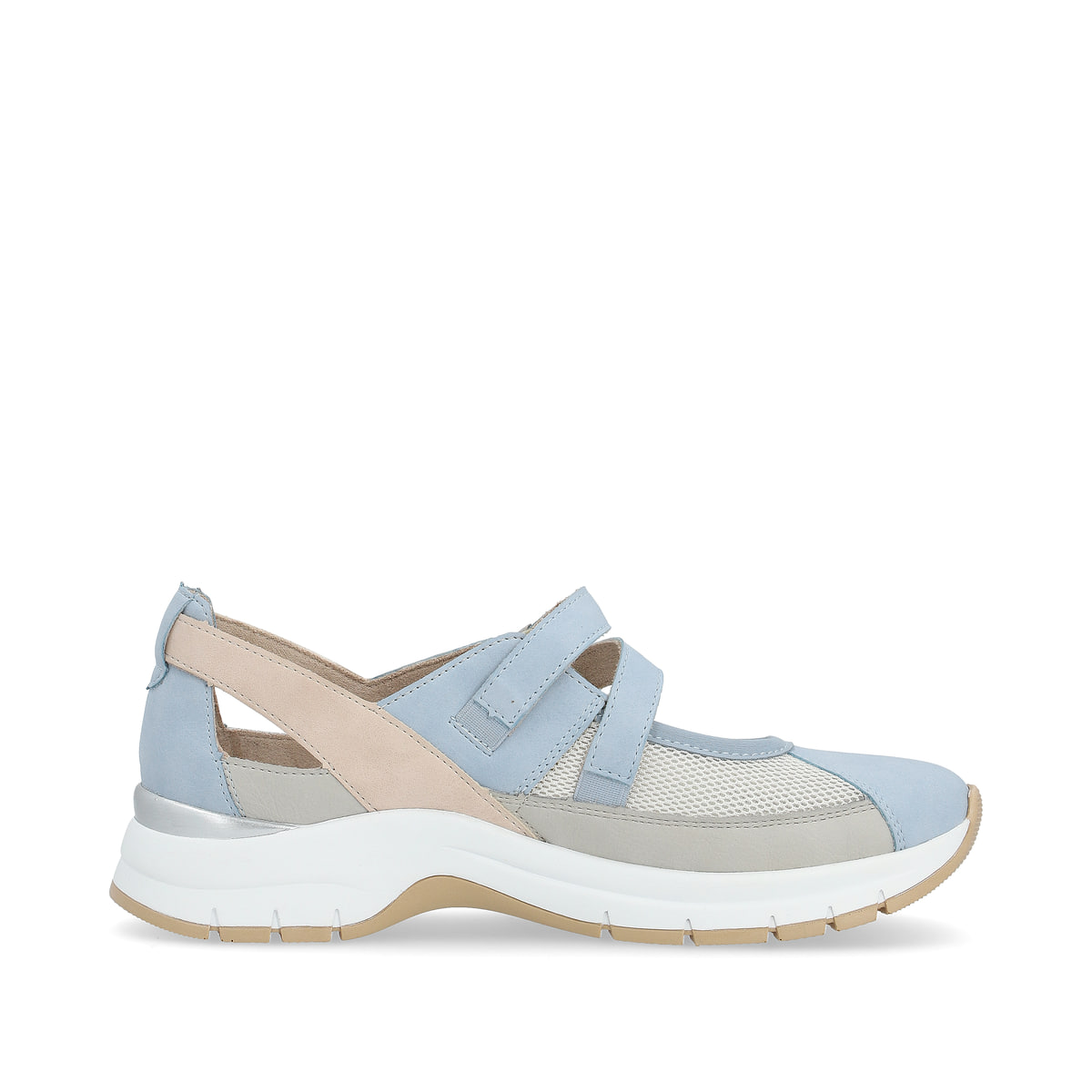 Blaue remonte Ballerinas D0G08-10 mit einem Klettverschluss sowie Extraweite H. Schuh Innenseite.