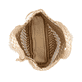 Sac à main remonte Q0761-81 beige avec design tressé et poche amovible. Ouvert.