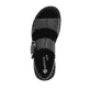 Schwarze remonte Keilsandaletten D2K50-00 mit einem Klettverschluss. Schuh von oben.