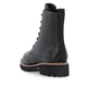 Schwarze remonte Damen Schnürstiefel D8661-00 mit einem Reißverschluss. Schuh von hinten.