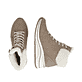 Braune remonte Damen Schnürstiefel D0T77-20 mit wasserabweisender TEX-Membran. Schuh von oben, liegend.