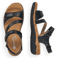 Schwarze remonte Riemchensandalen R6850-01 mit einem Klettverschluss. Schuh von oben, liegend.