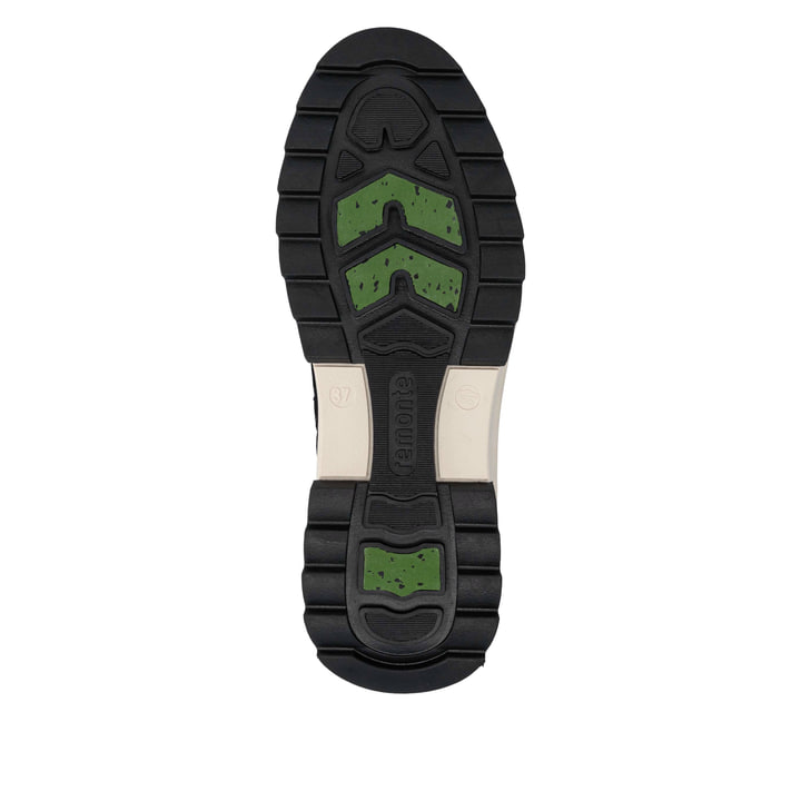 Schwarze remonte Damen Schnürstiefel D2B76-03 mit griffiger Glass-Fibre Sohle. Schuh Laufsohle.