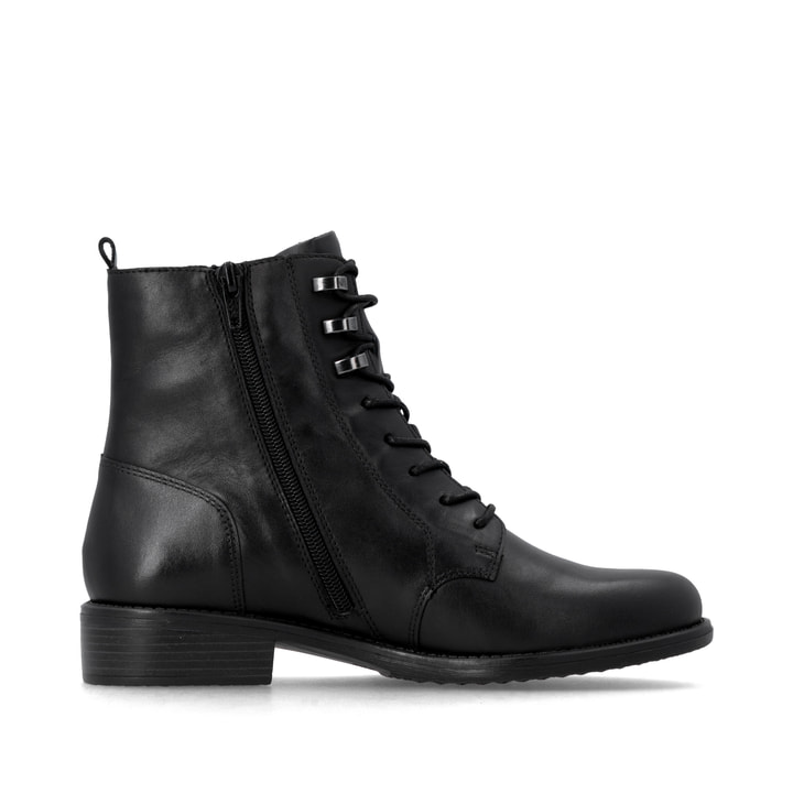 Schwarze remonte Damen Stiefeletten D0F82-00 mit einem Reißverschluss. Schuh Innenseite.