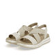 Goldene remonte Riemchensandalen D1J50-90 mit einem Gummizug. Schuhpaar seitlich schräg.