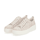 Bunte remonte Damen Sneaker D1C03-90 mit Schnürung sowie der Komfortweite G. Schuhpaar seitlich schräg.